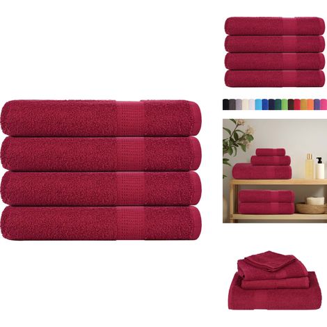 Serviettes 4 pcs bordeaux 100x200 cm 360 g/m² 100% coton - Serviette - Serviettes - Serviette De Plage - Serviette De Bain (1/5)