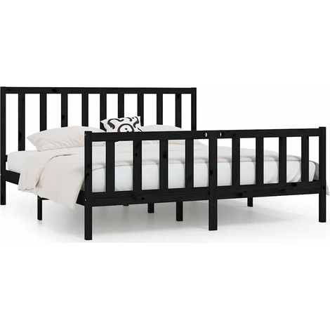 Maison Exclusive - Massivholzbett Schwarz 200x200 cm (1/5)