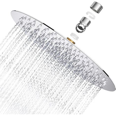 Pomme de douche puissante, pomme de douche ronde 8" en acier inoxydable AISI304, douche pluie fine 20x20cm, pomme de douche fixe étanche à l'eau