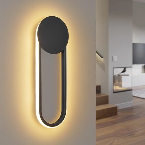 GBLY LED Wandleuchte Innen Wandlampe - 12W Treppenhauslampe 41cm Schwarz Flurlampe Modern Design 3000K Warmweiß Minimalistische Wandbeleuchtung für Schlafzimmer Wohnzimmer Flur Treppenhaus Küche