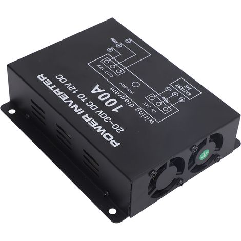 Réducteur de tension convertisseur abaisseur DC 24 V à 12 V avec contrôle de température pour voitures camions RVS SUV bus 100 A