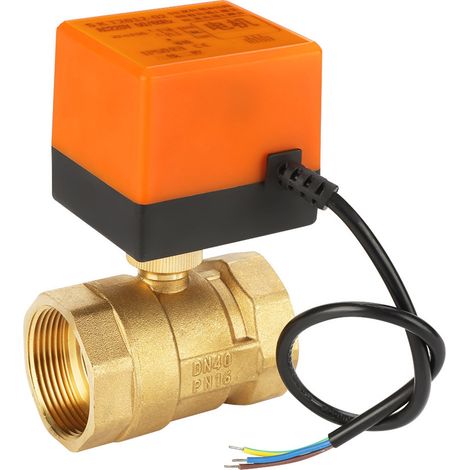 Vanne à Bille Motorisée 220V AC, Laiton, DN40 G1-1/2", Commande Électrique 2 Voies (1/5)