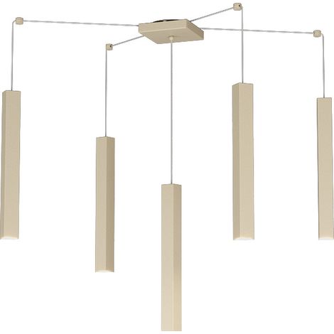 Sospensione Moderna Square Tube Metallo Sabbia 5 Luci Gu10 (1/4)