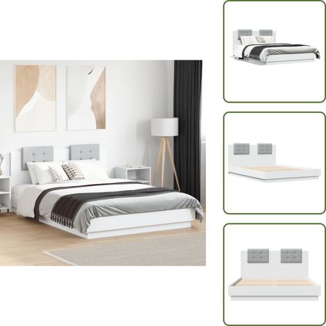 The Living Store Cadre de lit sans matelas blanc 150x200 cm - Cadre De Lit - Lit Double - Lit Blanc - Literie - Meuble Chambre
