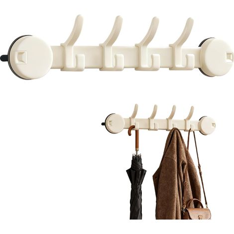 Porte Manteau, Porte Manteau Mural Blanc, Patere Murale À Ventouses Sans Percage Charge Lourde Crochets Amovibles Crochet Porte Manteau pour Manteaux Vestes Chapeaux Sacs Entrée Chambre Salle de Bain (1/5)