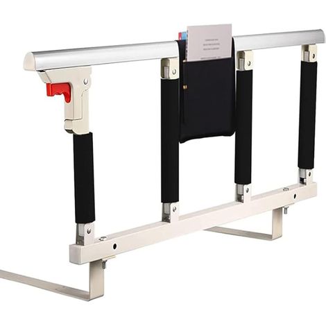 Barrière de lit, Pliable, pour Personnes âgées, Adultes, Aide à la poignée, Garde-Corps de lit Handicap, hôpital, avec Sac de Rangement, Blanc (96 x 40 cm) (1/5)