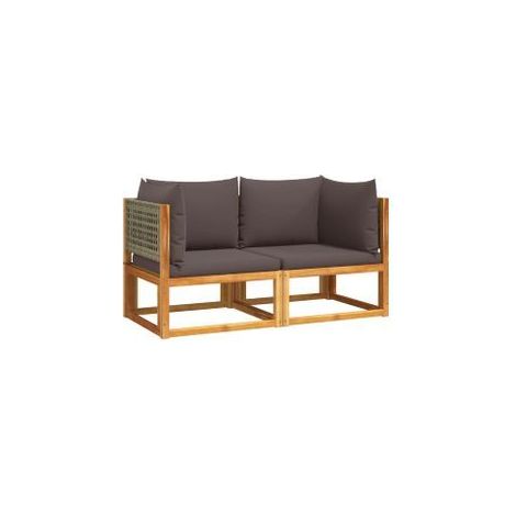 Canapés d'angle de jardin et coussins 2pcs bois massif d'acacia (1/5)
