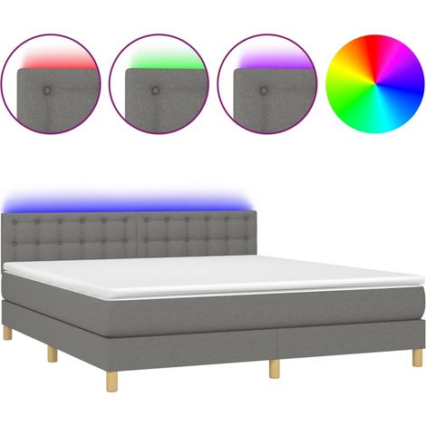 Maison Exclusive - Boxspringbett mit Matratze & LED Dunkelgrau 18