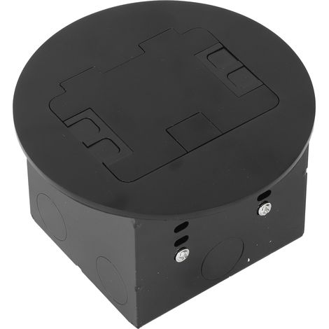Boîtier de prise de sol encastrable rond en acier inoxydable, 20A, 3 trous, sortie au sol noire (1/5)