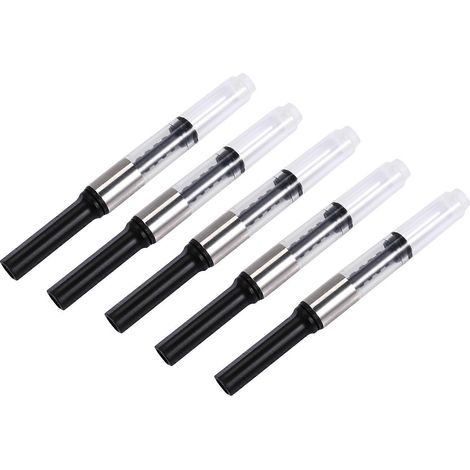 JINHAO 5er-Pack Füllfederhalter-Tintenkonverter, Tintenreservoirs, kompatibel mit allen Füllfederhaltertypen, Schwarz (1/5)