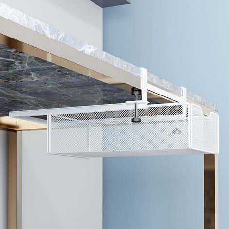1 multifunctional desk made of anti-perforation iron, small white storage table, 36.5 x 21.5 x 9 cm