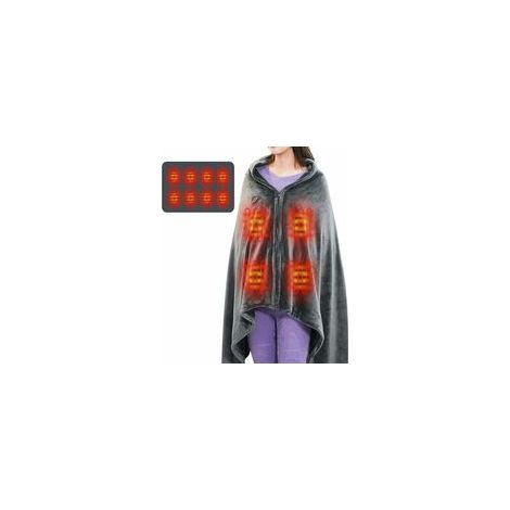 Châle De Couverture Chauffante sans Fil, USB Portable Couvertures Plaid Chauffant avec 3 Niveaux de réglage de la température Poncho Chauffant Electrique Lavable150 85cm