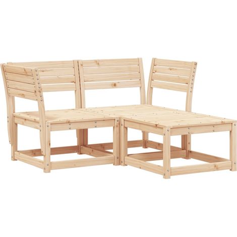 Maison Exclusive - 3-tlg. Garten-Sofagarnitur Massivholz Kiefer