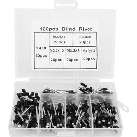 Satz mit 120 Blindnieten aus Aluminiumlegierung, M2.4, M3, M3.2, M4 Befestigungselemente für die schnelle Montage (1/5)