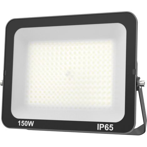 Projecteur LED 150W, Superlumineux Eclairage de Sécurité Blanc Froid 6500K, Luminaire Exterieur LED IP66, Spot Exterieur Floodlight pour Jardin Stade Garage entrepôt Magasin Atelier Dépôt