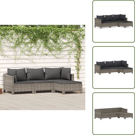 Cuscino da giardino - vidaXL Set Divani da Giardino 4 pz con Cuscini in Polyrattan Grigio - Rattan PE