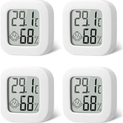 4er-Pack Mini-Thermometer-Hygrometer für den Innenbereich – Hochpräzise Temperatur- und Hygrometer mit Luftsymbol – Komfortabel für Küche, Kinderzimmer, Gewächshaus, Lagerhalle und Büro (1/5)