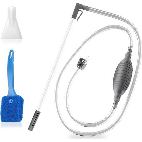 Aquarium-Reinigungsset, 1,9 m flexibler Schlauch, Handpumpe, Bürste, für Wasser- und Sandwechsel (1/5)