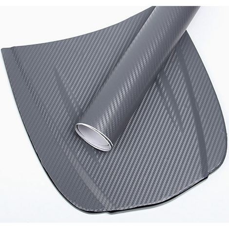 Film adhésif wrapping style carbone 3D épais décoration protection carrosserie auto sticker rouleau gris foncé 1,52 m x 60 cm (1/4)