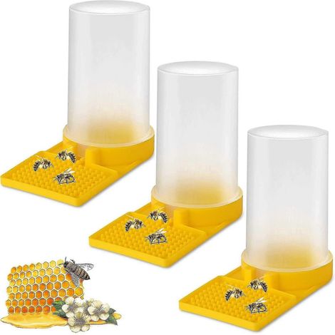 Abreuvoir automatique pour abeilles, fontaine à eau jaune motif nid, 3 pièces (1/5)