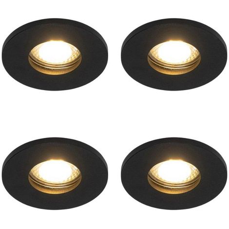 QAZQA Shed Spot encastrable - set de 4 - 8,5x8,5cm - IP54 - rond - noir mat (1/5)