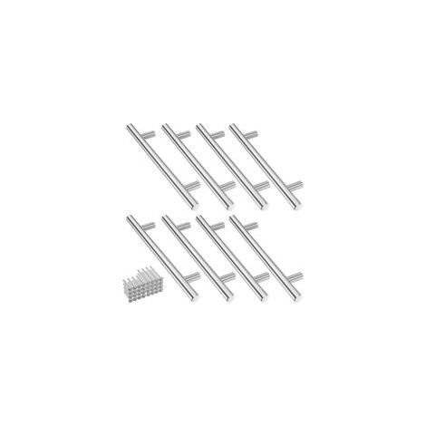 Set di 8 maniglie per mobili da cucina in acciaio inox color argento, maniglie per ante da cucina con interasse fori di 128 mm, maniglie arrotondate per mobili con viti, maniglie per cassetti per arma