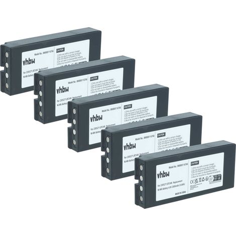 vhbw 5x Akku Ersatz für Iribarri BT27iK für Industrie-Funkfernsteuerung Fernbedienung (2000 mAh, 4,8 V, NiMH) - Schwarz