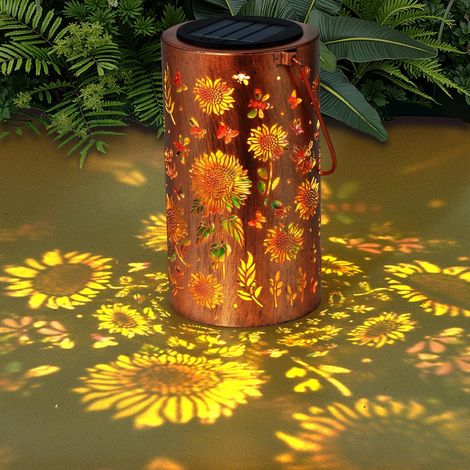 1 Lanterne Solaire Tournesol,Métal Creux,IP44 Étanche,Jardin,Terrasse,Pelouse (1/5)