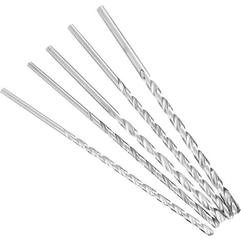 Lot de 5 forets hélicoïdaux HSS extra longs de 150 mm (2 mm, 3 mm, 3,5 mm, 4 mm et 5 mm) pour le perçage du bois et du métal. (1/5)