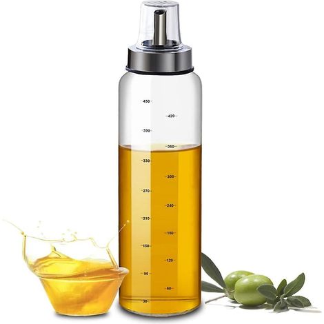 bouteille D'huile D'olive 500ml, Distributeur D'huile D'olive En Verre, Bouteille D'huile D'olive Et De Vinaigre Avec Couvercle Antisalissure, Dis (1/5)