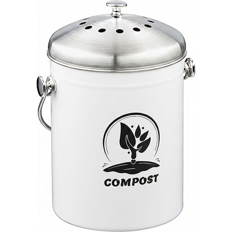 Compostiera in acciaio inox da 5 litri con filtro