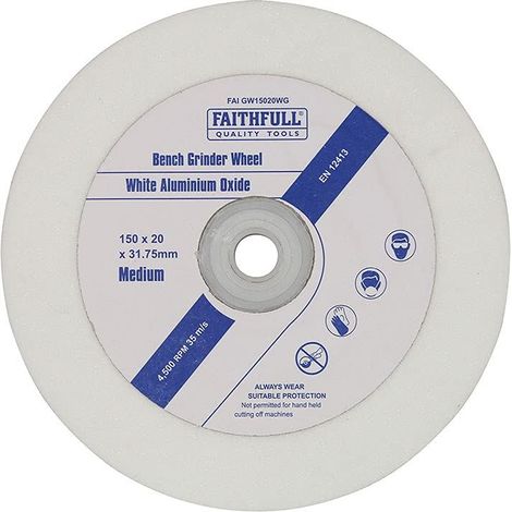 Faithfull General Purpose Grinding Wheel 150 x 20mm White Medium FAIGW15020WG (1/2)
