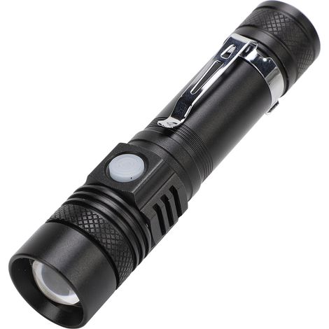 Lampe de poche LED portable avec chargement USB, réglage à 3 vitesses, zoom, petite lampe de poche pour le camping,DUBUNS