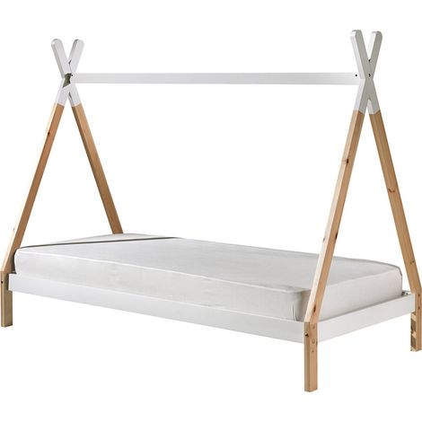 Lit tipi 90x200 sommier inclus Vipack - Bois et blanc (1/4)