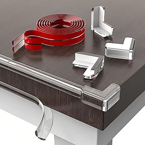 Baby Table Corner Protectors, 6 Meters Furniture Edge Protection and 4 Corner Protectors, Pre-adhesive Transparent Table Protection Pre-adhesive PVC Edge Protector Baby (1/5)