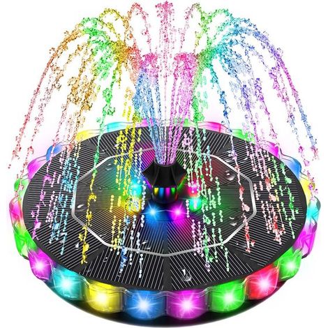 Fontaine solaire – 3,5 W – Batterie 1200 mAh – Éclairage LED 3D – 8 buses – Anti-dérive (1/5)