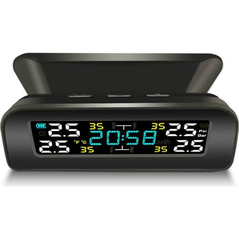 Moniteur de température et de pression des pneus pour voiture, moniteur universel d'inspection des pneus, sans fil, à énergie solaire. (1/5)