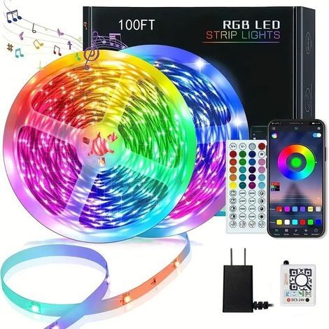 Ruban LED 15M, 1 Rouleau, APP et Télécommande, Synchronisation de la Musique, Mode Minuterie, pour Chambre, Salle de Jeux, Fête, Festival (1/5)