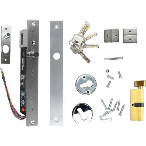 Elektrisches 12-V-Ringschloss mit Schlüssel, schmale Ausführung, Schutzschaltung, Einsteckriegel für Holz- und Glastüren (1/5)