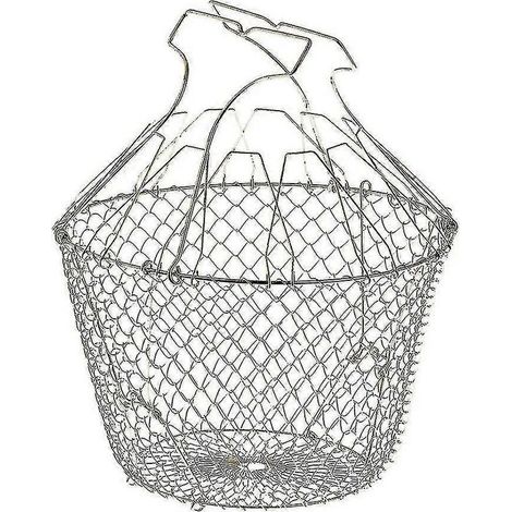 Panier à salade pliable avec renforts - Acier inoxydable - Rangement facile - Essorage doux
