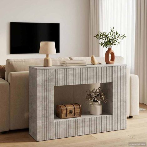 vidaXL Tavolo consolle Rigato Grigio Cemento 101 x 29 x 74 cm