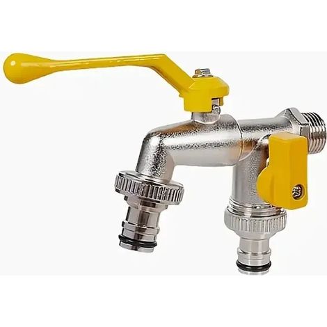 (1 pièce jaune) Robinet d'arrosage en laiton 1/2" extérieur et intérieur, à levier facile à ouvrir/fermer, avec vanne à bille. (1/4)