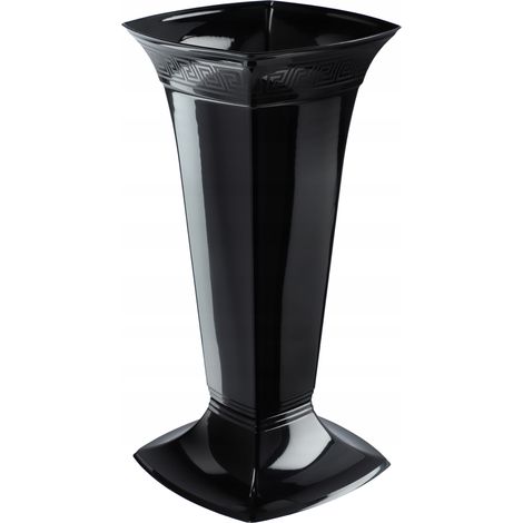 KADAX Grabvase mit Sockel, Friedhofsvase aus Kunststoff, Blumenvase für Grabstein, Grabdekoration, G