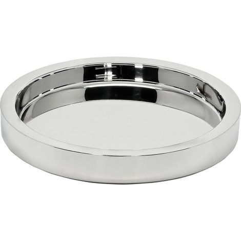 Plateau de service rond en acier inoxydable poli miroir pour table et console Ø 55 cm - PANGIVO (1/4)