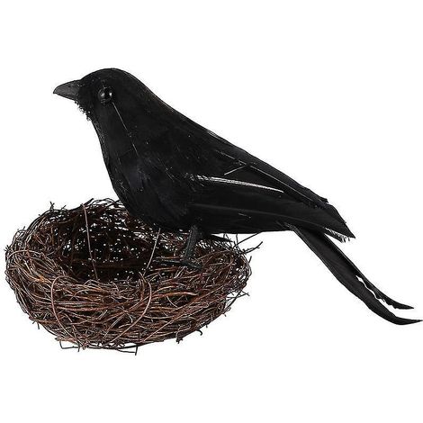 Lot de 2 corbeaux d'Halloween avec nid