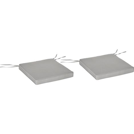 Lot de 2 coussins pour chaise de jardin déhoussables, assise rembourrée 5 cm, polyester gris clair. (1/5)