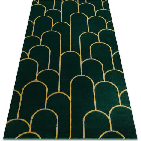 Exklusiv EMERALD Teppich 1021 glamour, stilvoll art deco Flaschengrün / gold green 180x270 cm