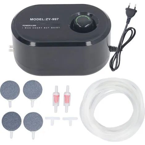 Pompe à air pour aquarium, aérateur d'oxygène, double couche, insonorisée et silencieuse, polyvalente, avec diffuseur d'air pour aquarium, prise UE 220 V, plateau à sable de 4 cm (1/3)