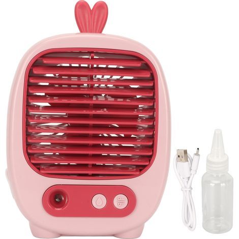 3-Speed USB Desk Fan with Mist, USB Rechargeable, 1200 mAh Battery, Ideal for Office or Home (Pink) - AquaForge (1/5)