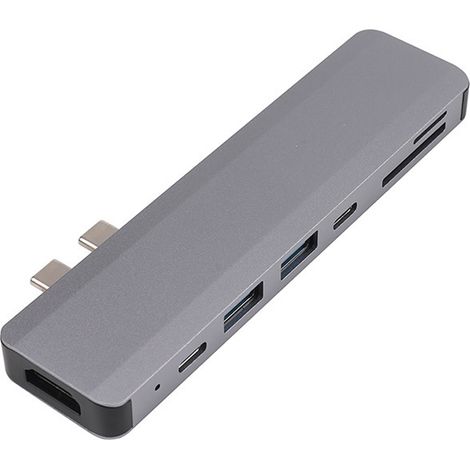 Hub USB C - 7 Ports - HDMI 4K - Lecteur Carte SD TF - 3 x USB 3.0 - Thunderbolt 3 - Aluminium - Pour MacBook Pro 2016 2017 - 1 Pièce (1/5)